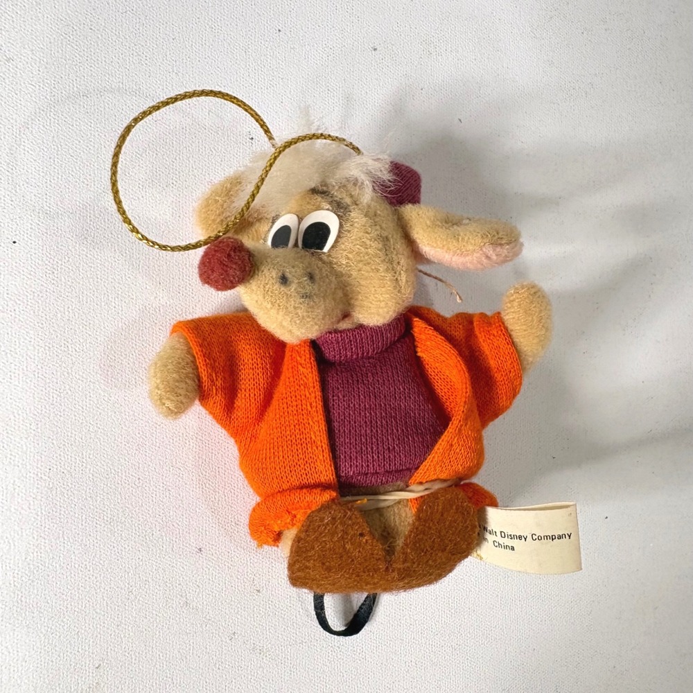 Vintage Disney Gus Gus Mouse Plush Ornament Cinderella Simon Marketing Orange